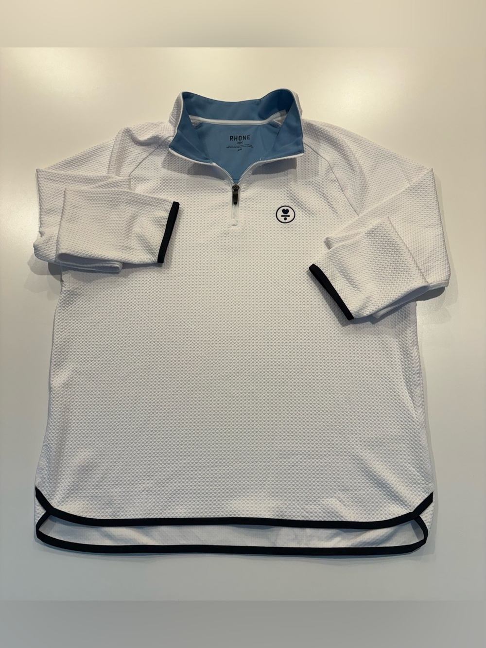 RHONE Men's 1/4 Zip Waffle Pullover Size L - White  / L.A.B. Golf